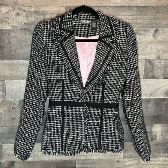 Bisou Bisou Blazer black and white tweed size 2 - Picture 4 of 9